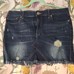 Express Distressed Denim Skirt
